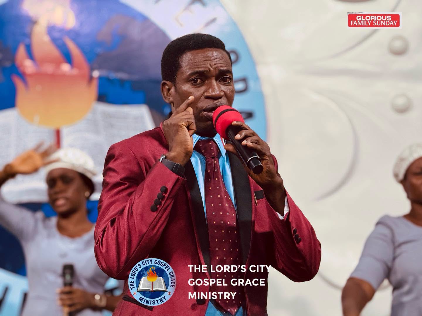 Pastor ministering during Sunday worship